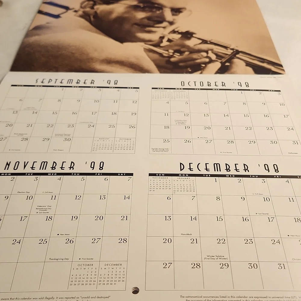 Vintage 1999 Cleo calendar Music And Movie Legends. Unused